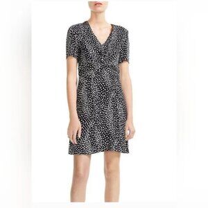 Maje | Black Animal Print Mini Dress Size 36 or S